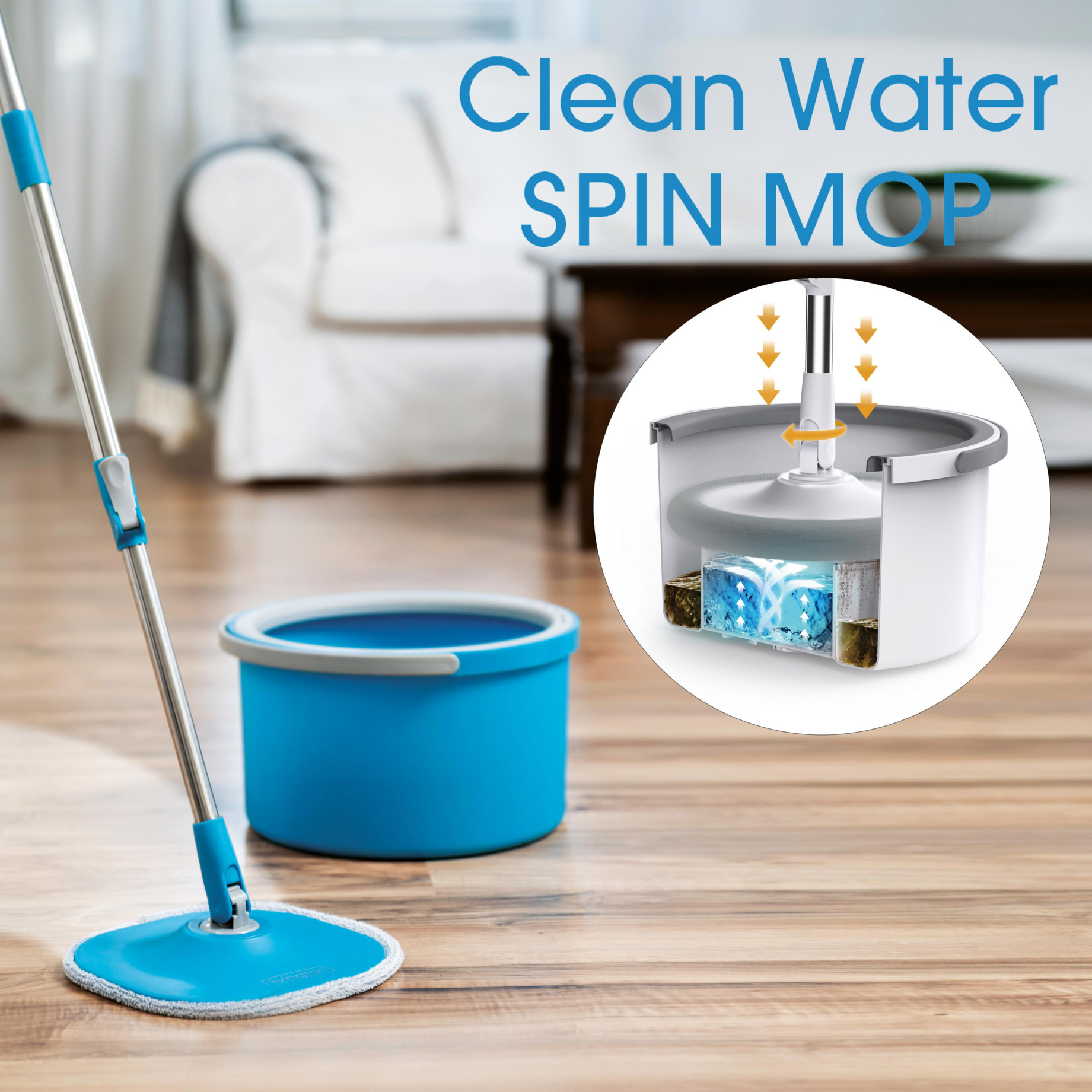 Clean Water Spin Mop mocio leggerissimo e super efficace ACQUA PULITA